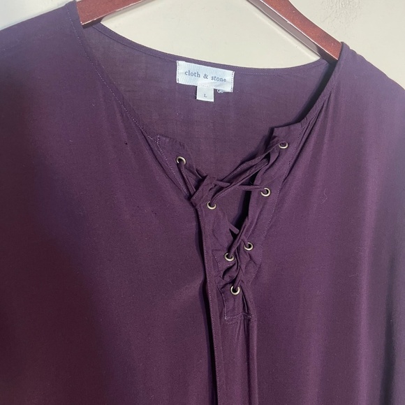Cloth & Stone Purple Lace-Up Top